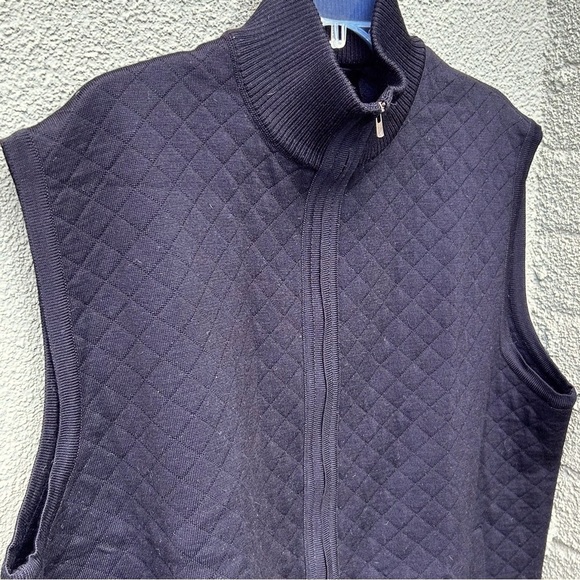 ST. CROIX Men's Full Zip Cardigan Quilted Black Sweater Vest Wool Blend Size XL - Picture 3 of 8